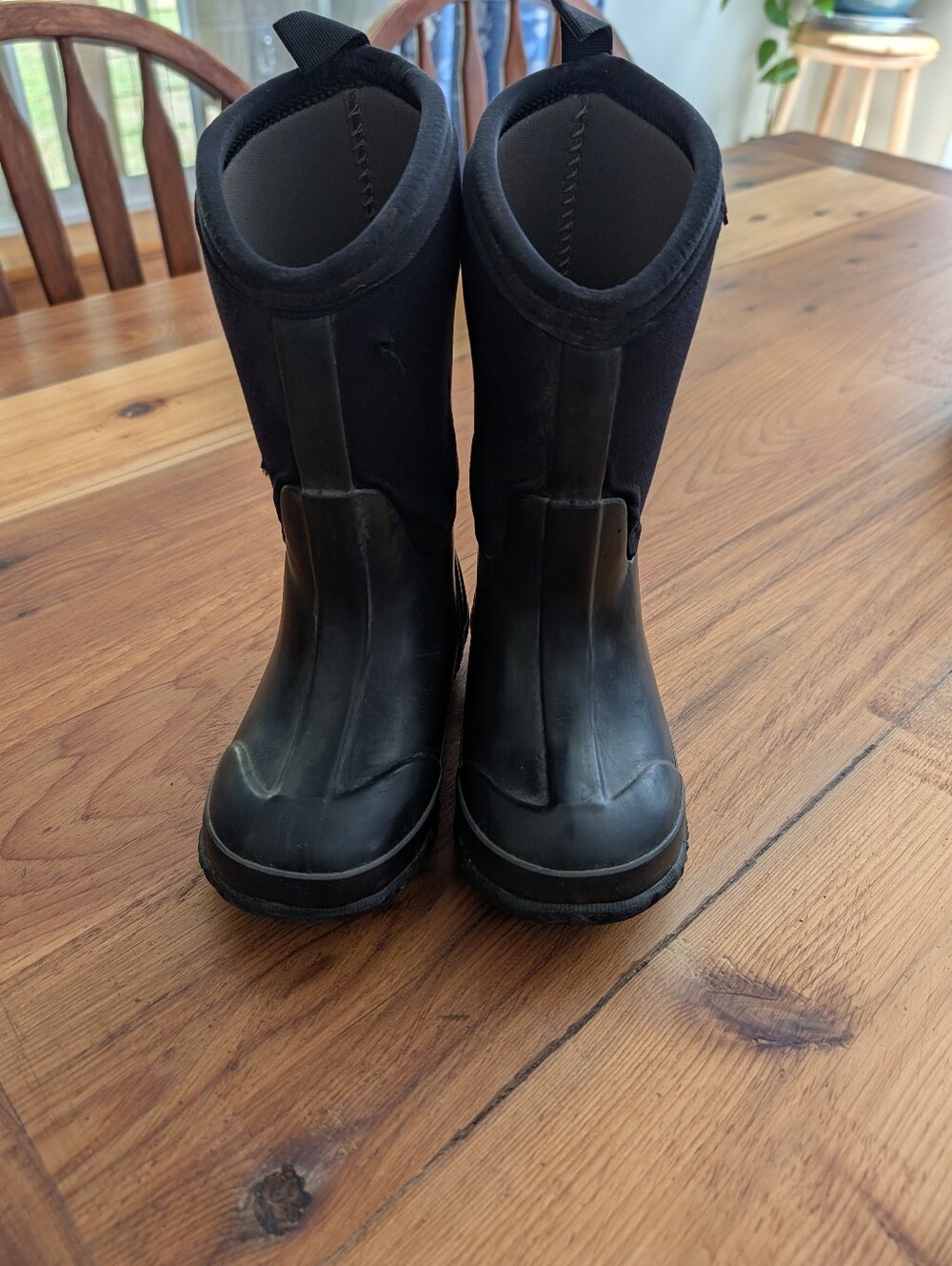 Kids Black Insulated Waterproof Rain & Snow Boots with Pull Tabs